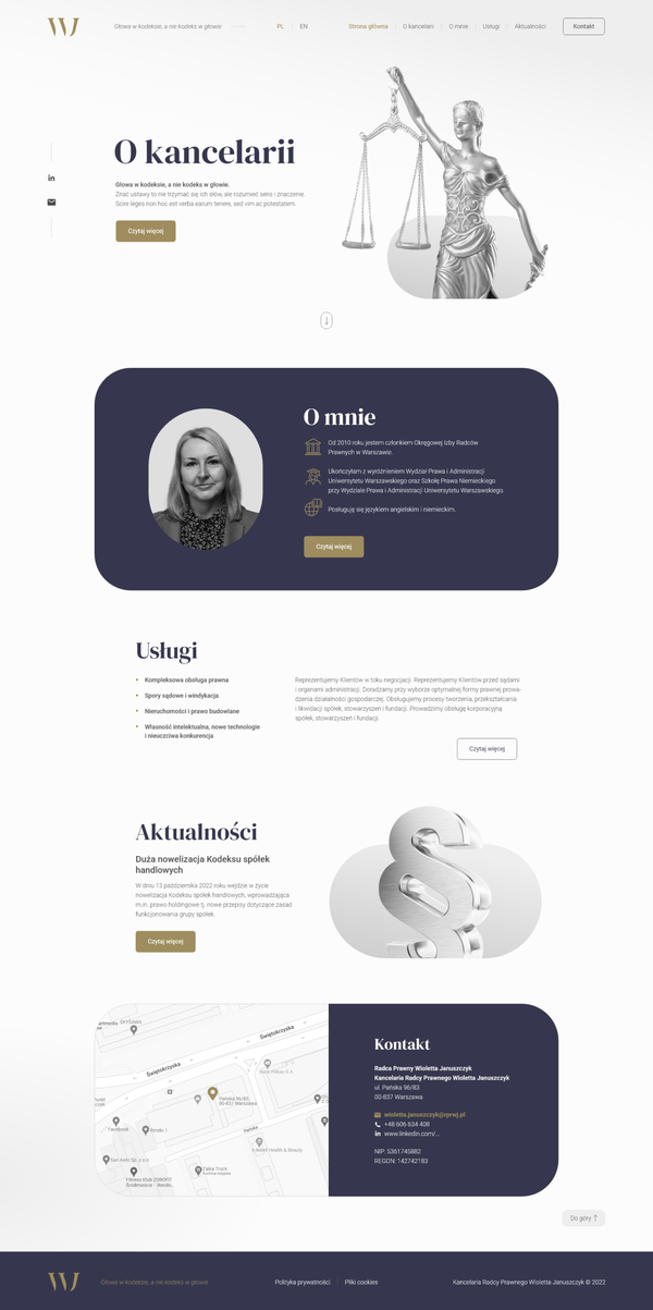 Main page UI Mockup on a laptop for law firm WJ
