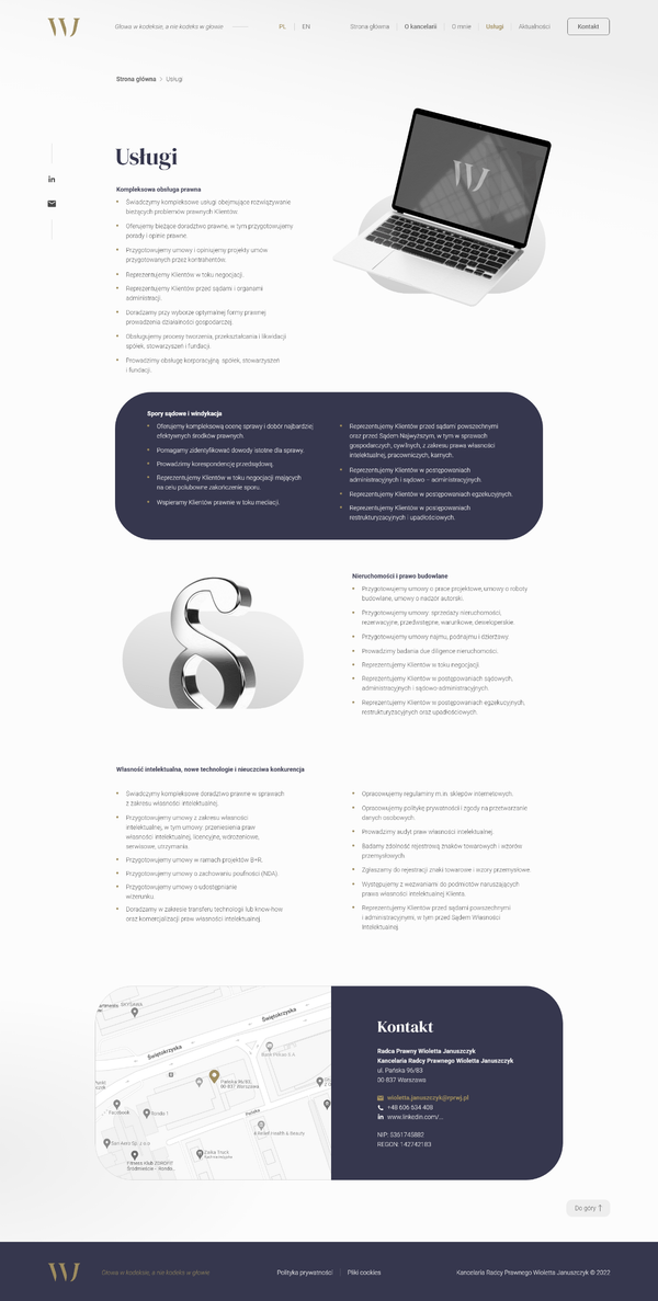 Services page UI Mockup for law firm WJ