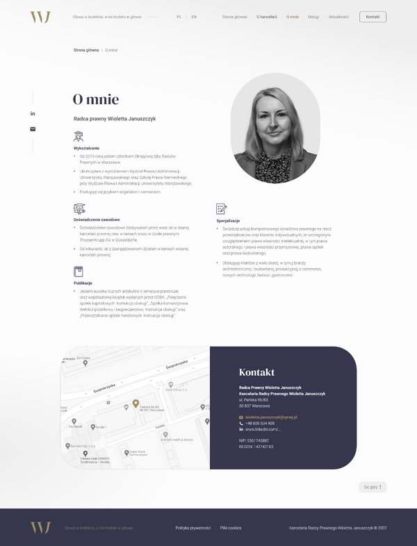 About me page UI Mockup for law firm WJ
